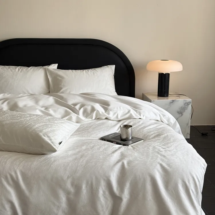 100S长绒棉色织提花四件套纯棉100%全棉高档适合裸睡被套床单床品