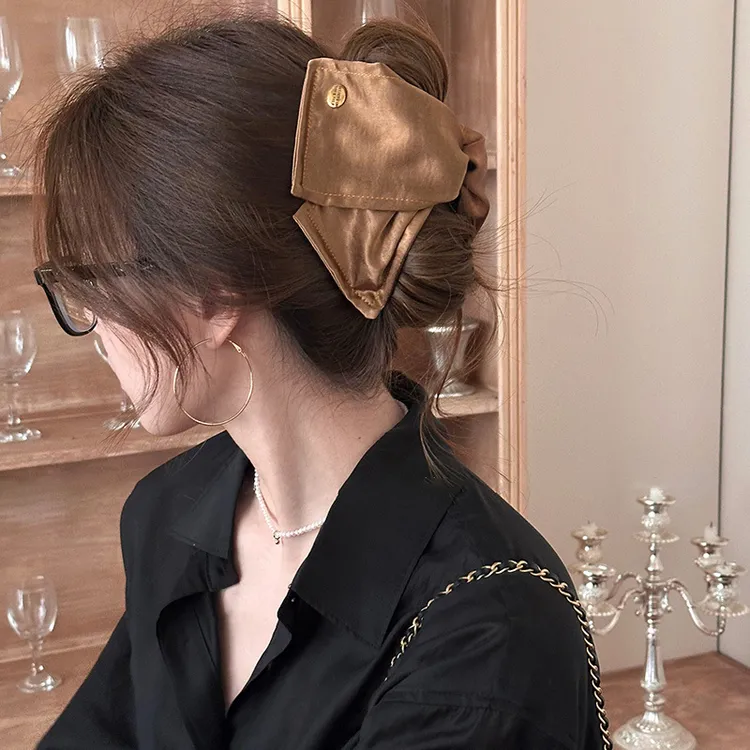 【轻奢高级感】法式少女风抓夹休闲风缎面复古头饰森系女甜美发夹