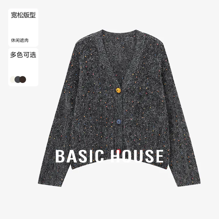 Basic House/百家好秋季琥珀流光点点纱慵懒风毛衣-B0625B5KEU2