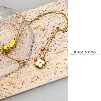 钛钢项链 MOOI MONO＂金豆豆＂圆形四叶草钛钢ins电镀项链J42P114