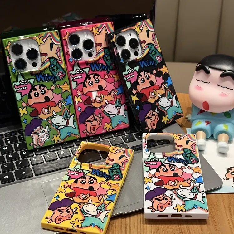 雅天立卡通小新涂鸦适用苹果16/15promax方块手机壳iPhone13/1412