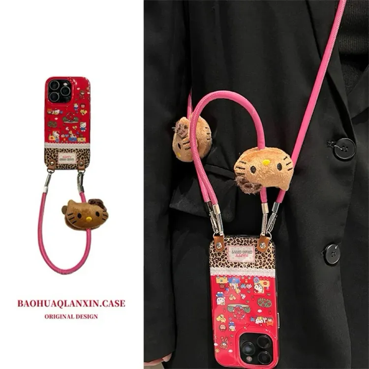 创意豹纹拼接游乐园kt猫适用苹果16promax手机壳iPhone15pro新14