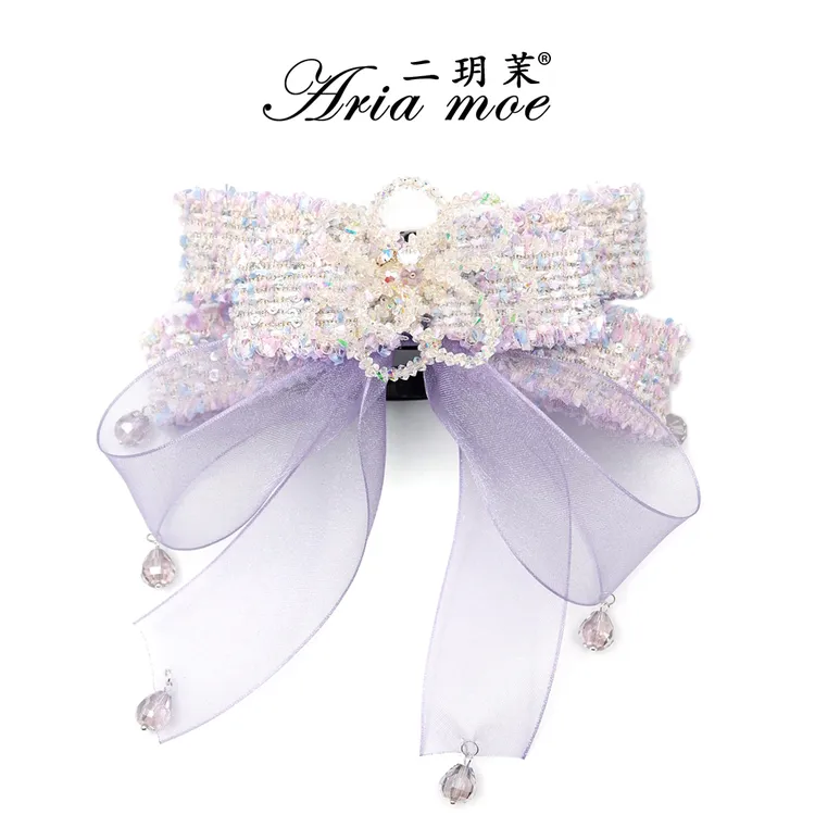 二玥茉【梦马生花】新款仙女必备高定水晶懒人夹小香风蝴蝶结大抓夹