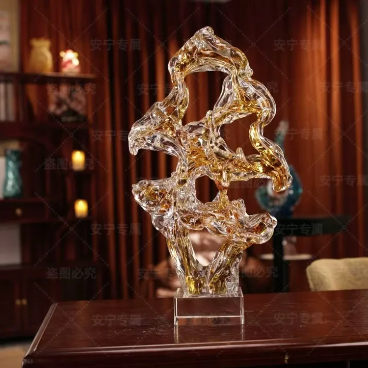 水晶琉璃摆件”太湖石“家居酒柜餐边柜茶几办公桌影视柜装饰品