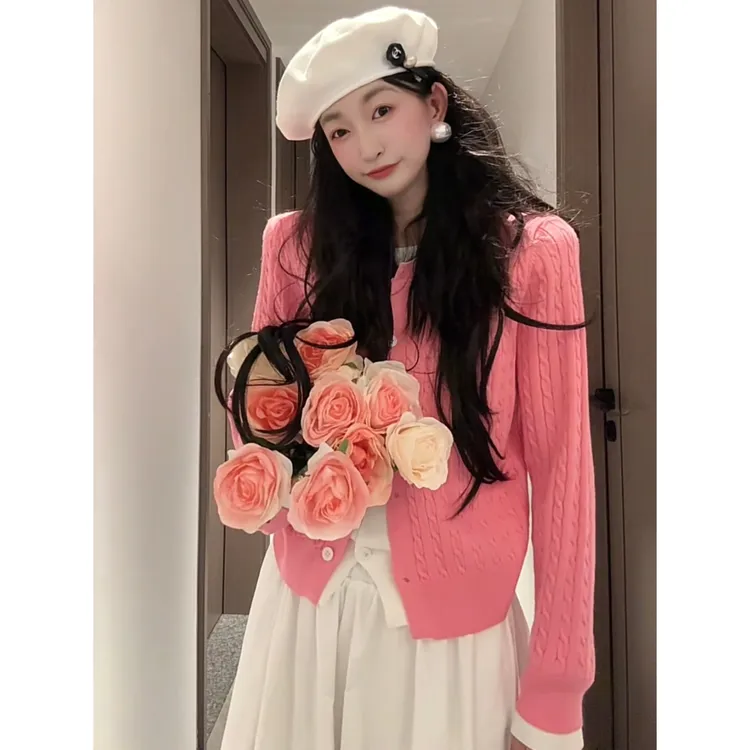 秋季盐系减龄长袖针织开衫~甜美淑女显瘦半身裙两件套 B137
