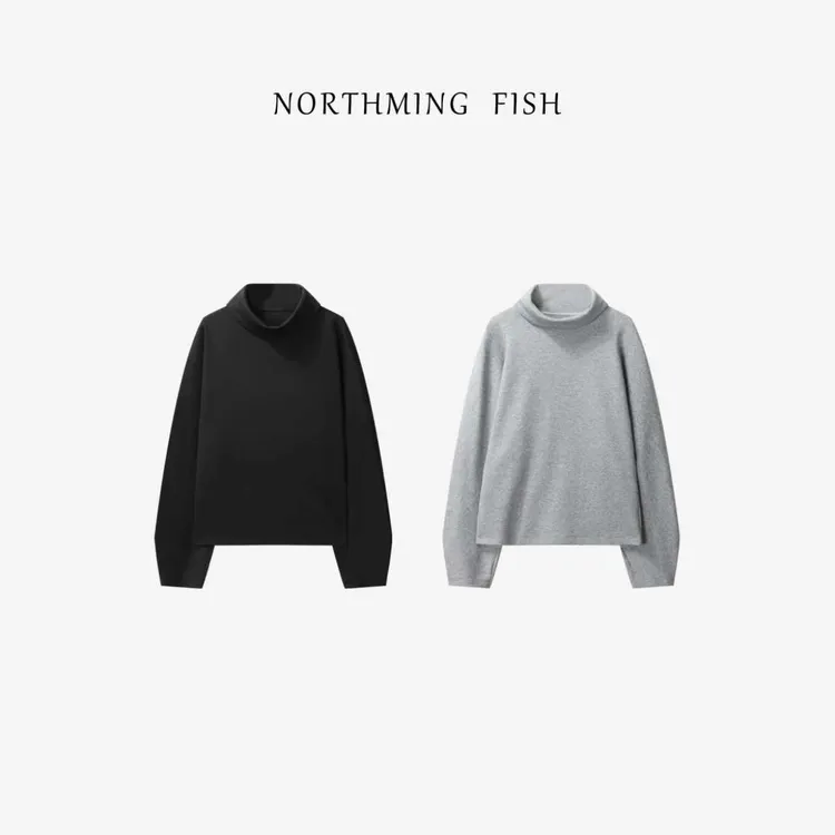 NorthMing fish「肌理副本」极简休闲 舒适亲肤宽松百搭高领T恤