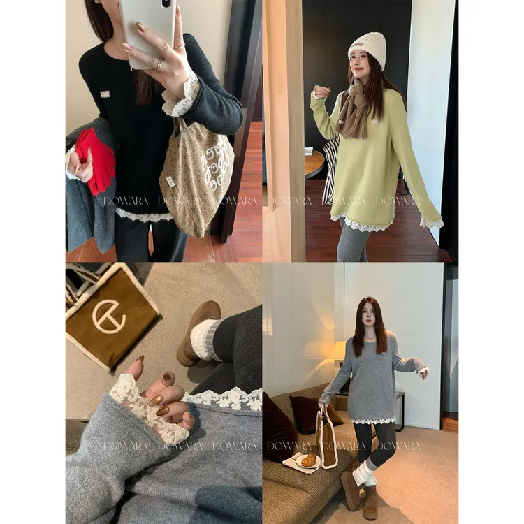 大婉酱微胖定制【少女期许】宽松雾绒显瘦时尚百搭冬毛织上衣 2545D