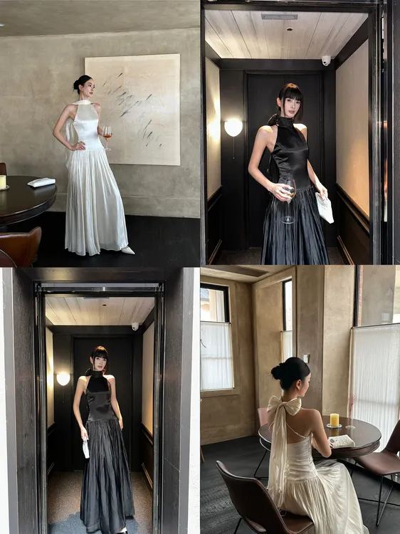 VENUIE【马尔吉塔】法式高级感拼接连衣裙气质收腰显瘦长裙22707