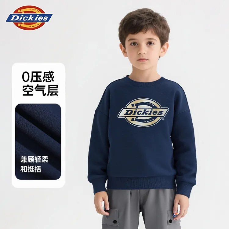 Dickies童装秋装女童上衣2025秋冬新款儿童美式复古休闲印花卫衣