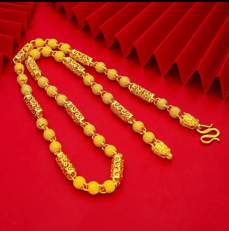 矿金 新款【祥云帝王项链】男款潮流霸气时尚百搭气质金色空心