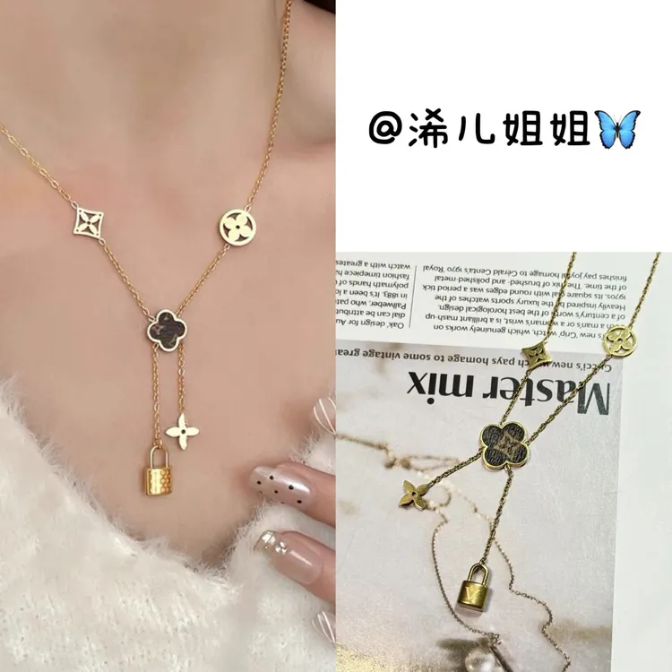 钛钢项链 【浠儿家】小蛮腰四叶草项链欧美轻奢百搭个性时尚锁骨链