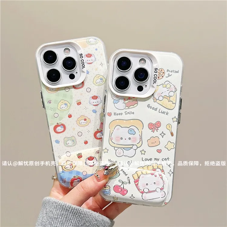 吐司猫咪镜子支架适用苹果16手机壳新款华为个性vivo高级小米oppo