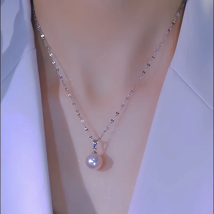 钛钢项链 新款超闪唇链曼塔玫瑰紫珠项链女优雅高级感锁骨链饰品