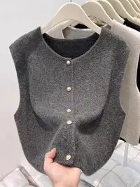 2025欧货时髦女新款针织马甲背心叠穿外搭秋上衣毛衣坎肩开衫089
