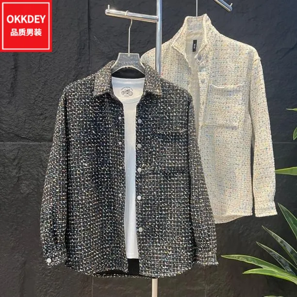 男士轻奢高级感衬衫夹克春秋季新款潮牌时尚外套宽松休闲长袖上衣