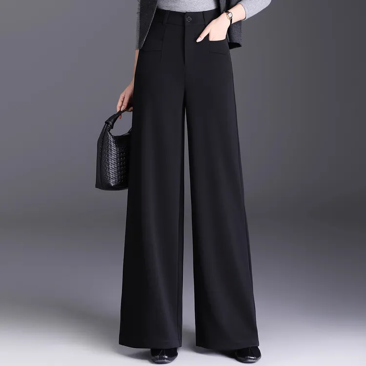 垂感西装阔腿裤女2026秋冬季新款高腰宽松直筒休闲裤胖mm大码长裤
