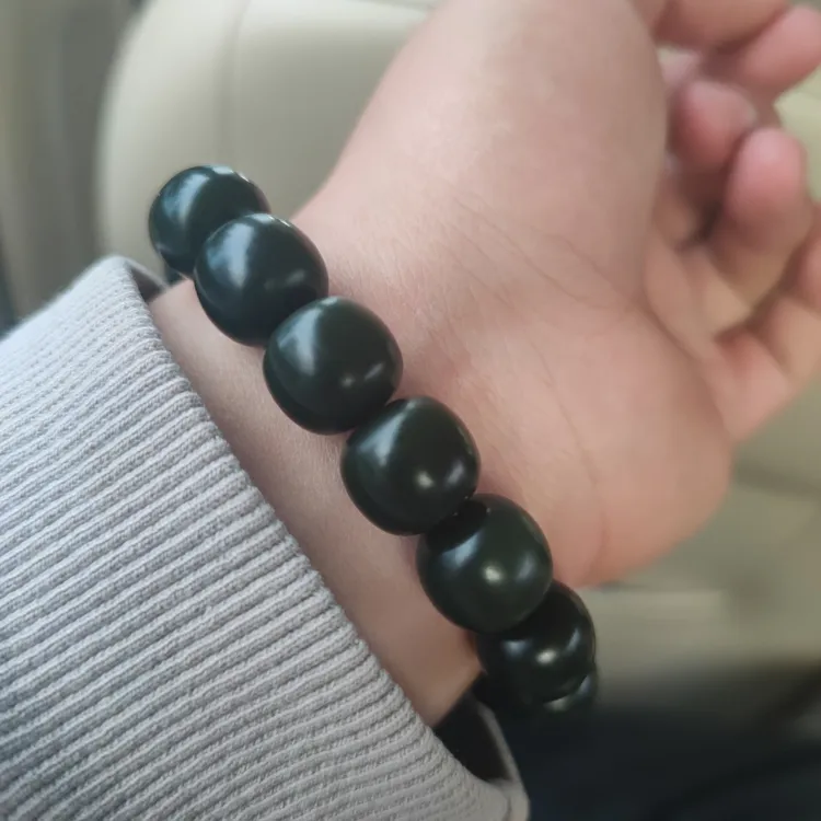 黑青手串 和田玉 新疆黑青 14mm——13mm老形珠
