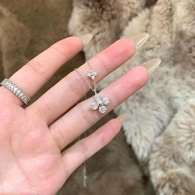 坠链均925银 四叶草项链女纯银ins轻奢小众设计高级感锁骨链饰品