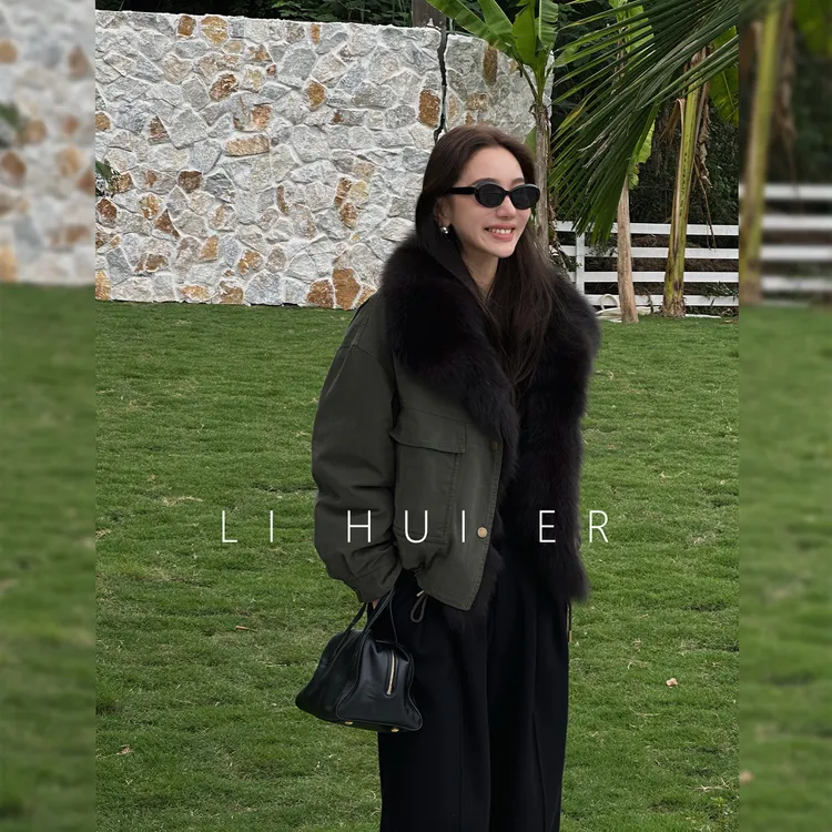 LiHuiEr李慧儿【零落西域】2025秋冬款厚款女短款绿色羽绒服51095