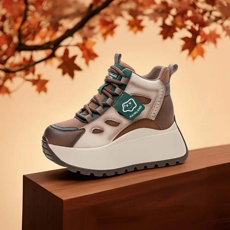 爆款内增高女士高帮鞋2025秋冬季新款百搭加绒单里厚底休闲时尚