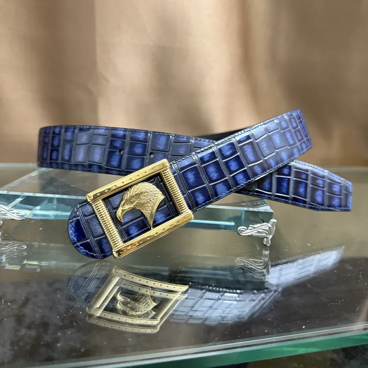 史蒂芬新款百搭男士皮带高档休闲老鹰头牛皮腰带青中老年时尚商务