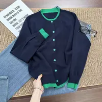 藏青与绿假两件~复古高级感百搭不挑人  宽松显瘦针织衫Y8210