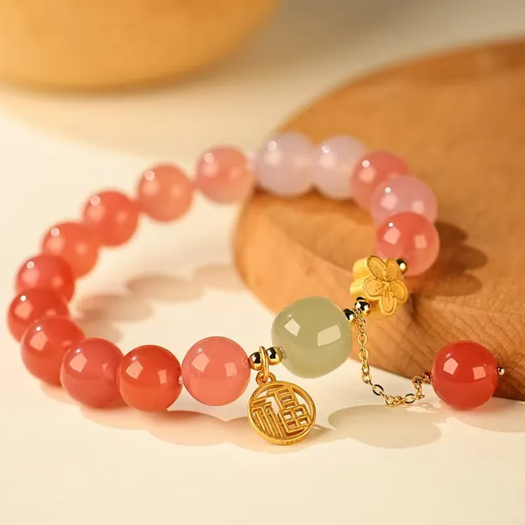 合金琉璃手链 2025新款十里桃花福字手链转运珠国风饰品