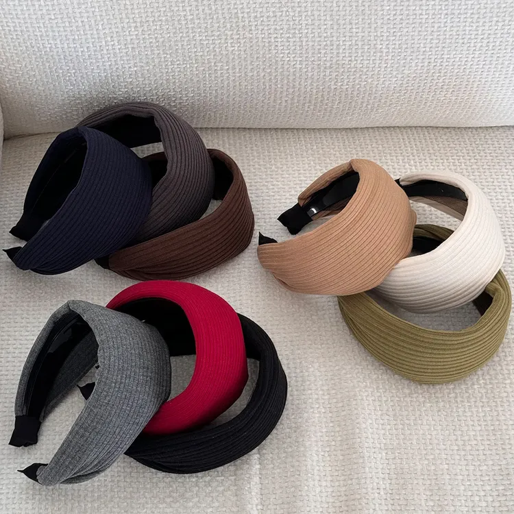 复古针织坑条加宽发箍纯色高颅顶气质高级感洋气时尚不压发头箍女