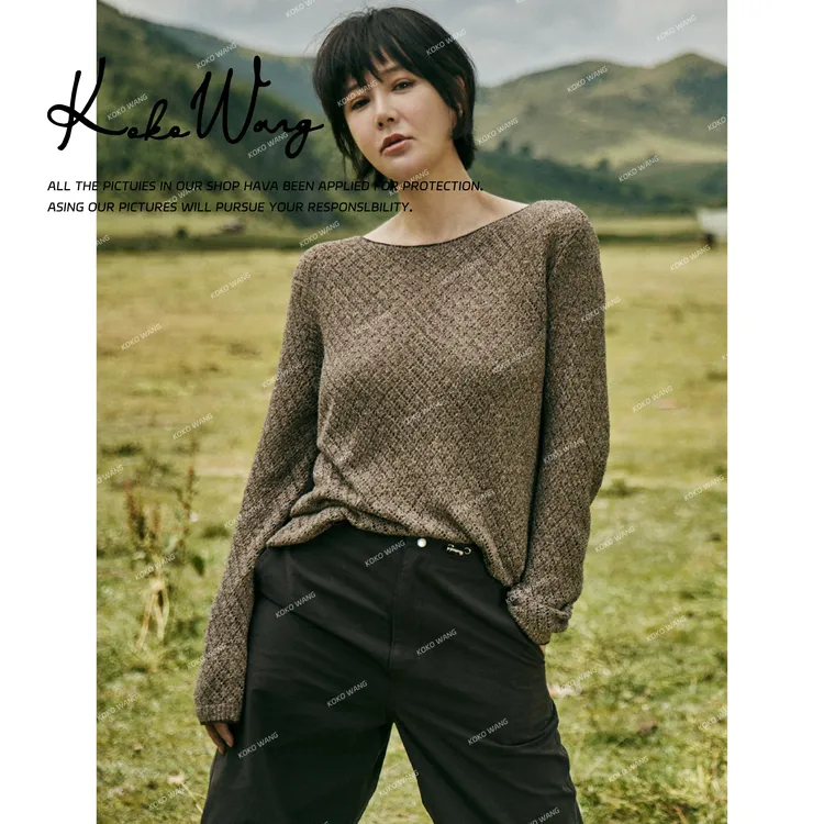 KOKOWANG琥珀流光系列法式设计菱格镂空显瘦针织衫X1675G12T41