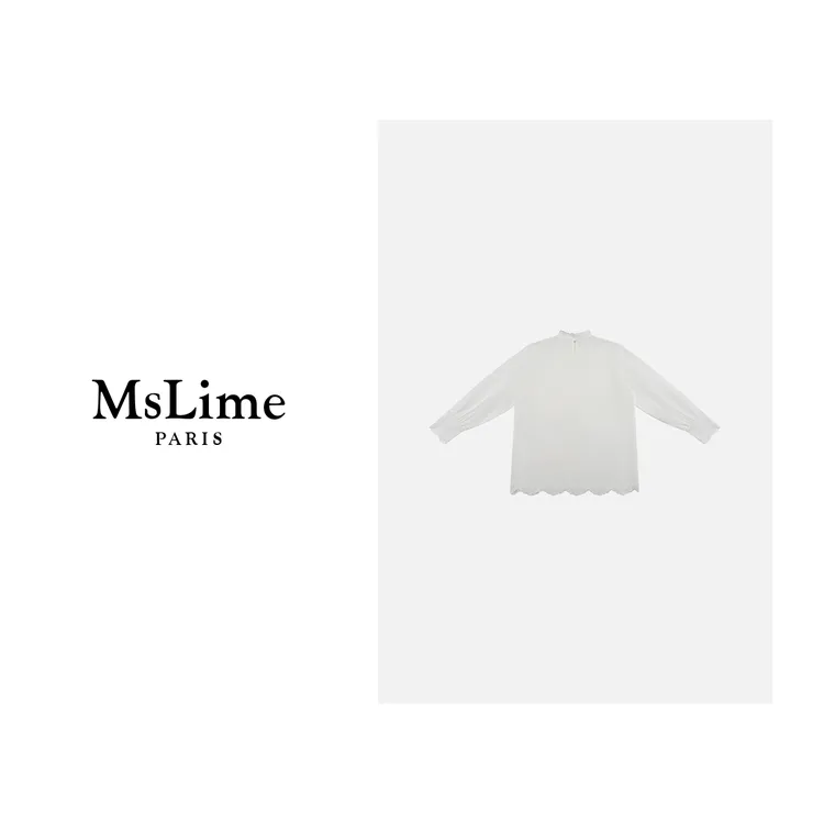王嬛嬛MsLime‘花边’25年新款时尚100棉上衣 HC2D3458