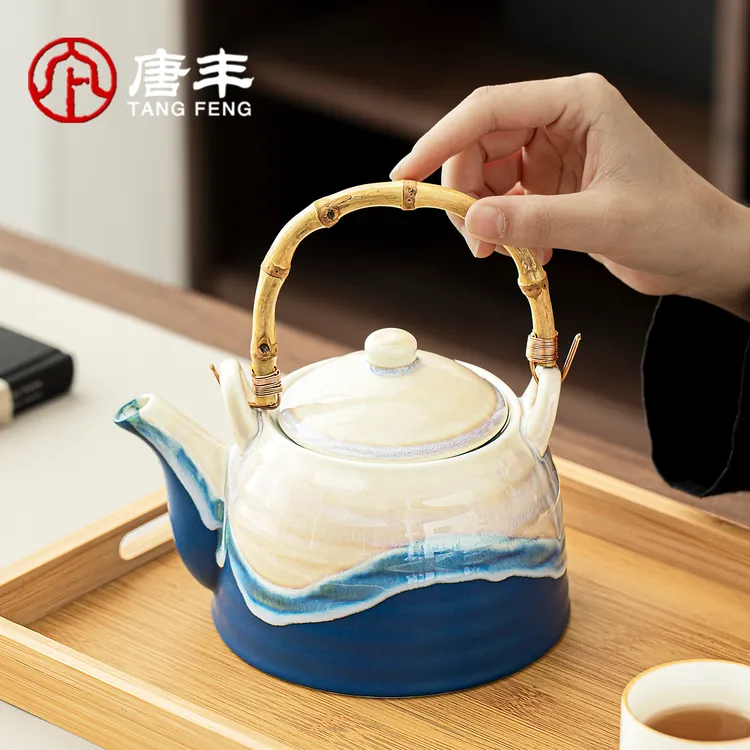 唐丰陶瓷窑变提梁壶家用轻奢复古耐高温泡茶壶大容量功夫泡茶单壶
