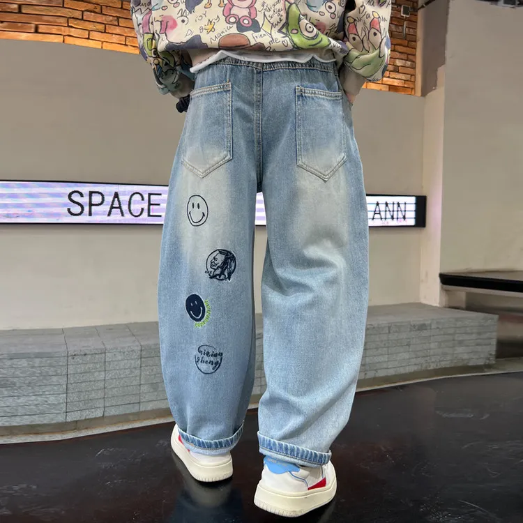 童装男童裤子春秋款2025新款潮酷儿童直筒宽松裤中大童牛仔裤