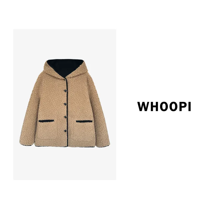 【Whoopi】【半熟冬日】秋冬宽松双面穿连帽皮毛一体环保毛