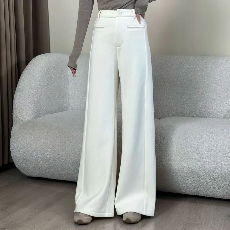 【理想裤】设计感高腰直筒垂感阔腿裤女2025秋冬加厚百搭拖地裤8815