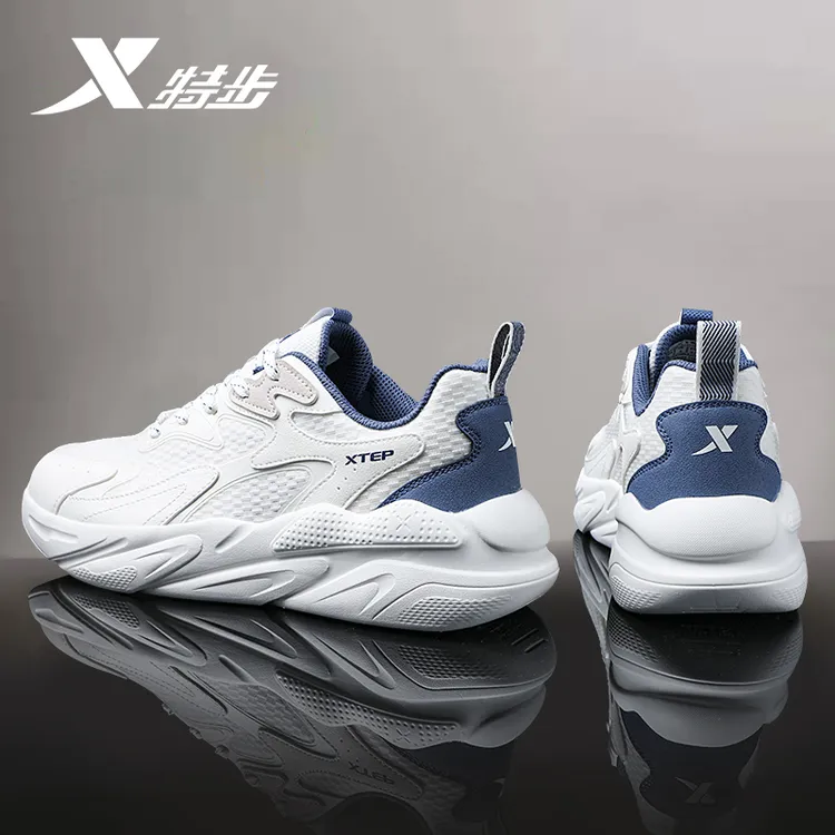 特步男鞋秋冬2025新款老爹鞋网面软底休闲鞋轻便潮流百搭白色鞋子