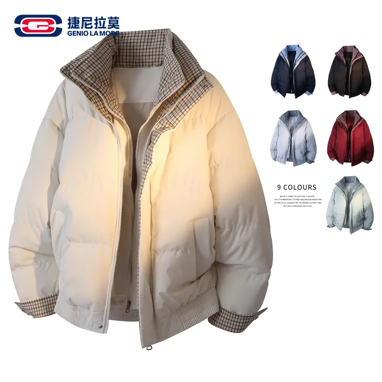 【敖瑞鹏代言】GENIOLAMODE撞色棉衣男女冬季假两件立领面包服外套