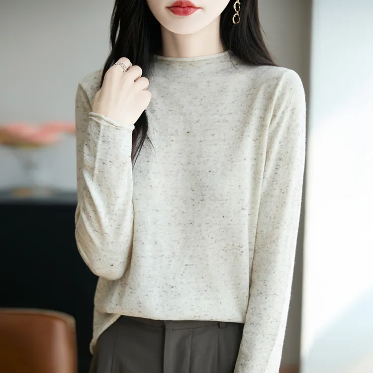 胖mm春秋大码女士半高领毛衣遮肚子显瘦上衣内搭可外穿针织打底衫