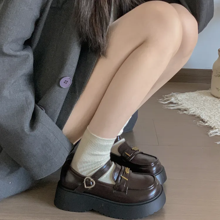 南在南方英伦风复古厚底小皮鞋女2025新款秋季配裙子增高玛丽珍鞋