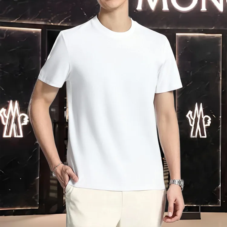 【港口尾货 限购2单】欧洲大牌100%正品男士桑蚕丝无痕免烫短袖T恤