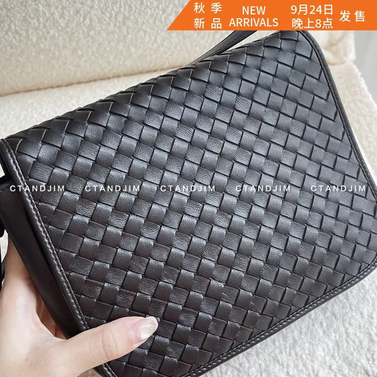 CTANDJIM老钱风小羊皮编织邮差包斜挎包 相机包 翻盖包