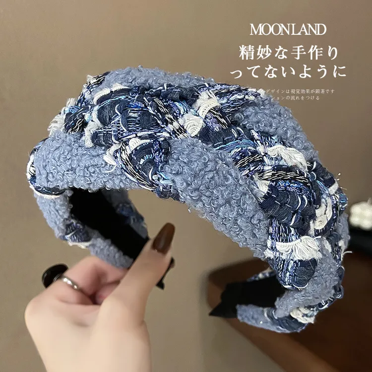 秋冬高级感毛呢小清新麻花发卡高颅顶显脸小洗脸压发头箍发捆头饰