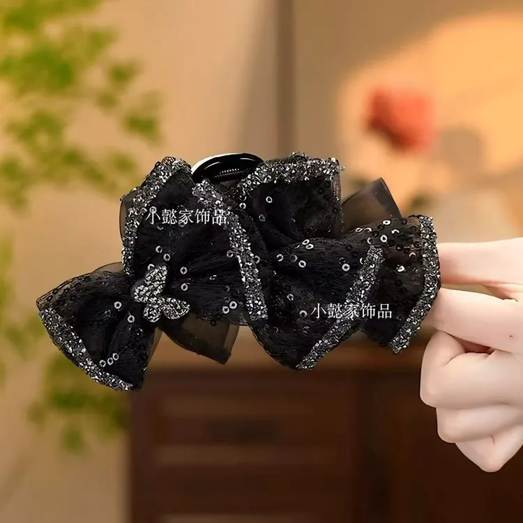 小懿家甄选【温婉】韩系简约通勤蝴蝶轻奢AB面气质抓夹发饰琥珀流光