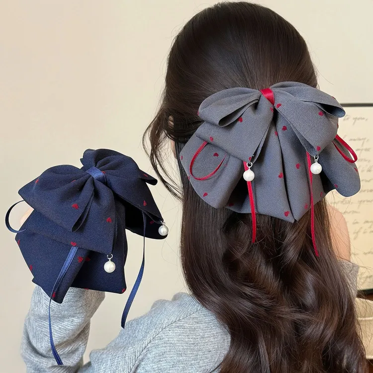网红气质可爱头饰韩版甜美超仙ins风发夹秋冬新款深色系藏青灰色