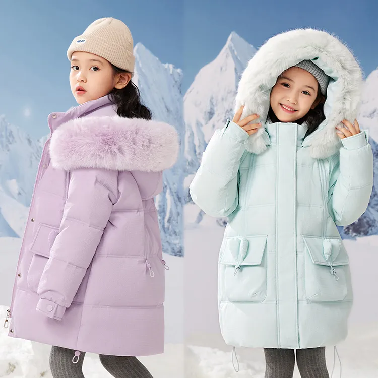 中大童羽绒服女童2025冬季新款中长款时尚洋气白鸭绒加厚外套