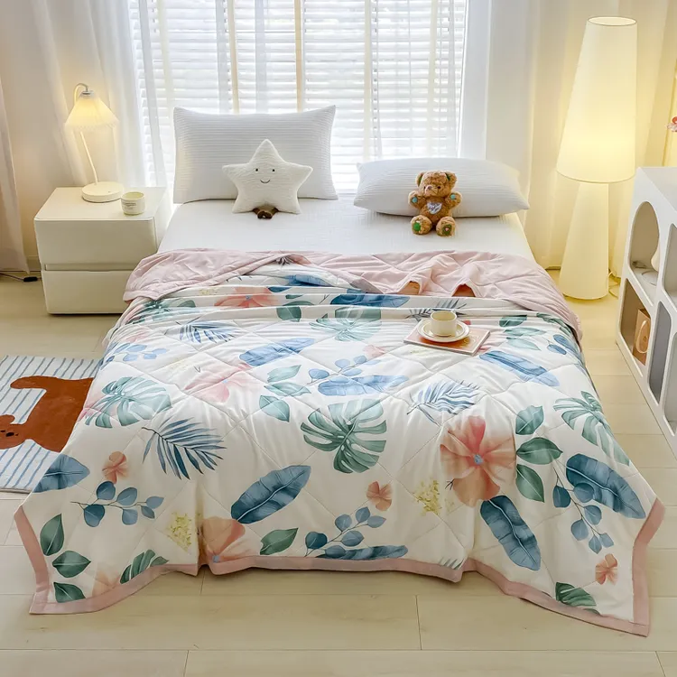 免费试睡30天 新款夏凉被空调被翠叶花影款可机洗水洗150cm*200cm