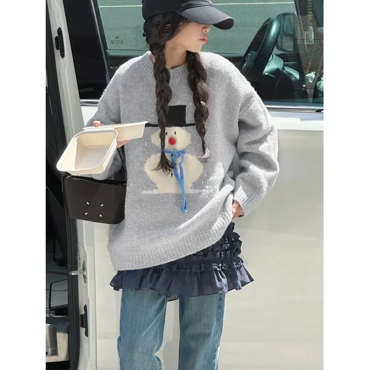 K29712孙小美韩系女童针织衫毛衣2025秋冬新款儿童上衣大童打底衫