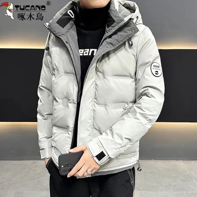 啄木鸟男士羽绒棉服冬季新款保暖防寒服短款上衣潮流休闲连帽外套