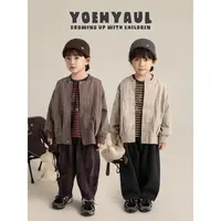 YOEHYAUL/幼悠【秋三气凉】长袖软罗纹夹克双层防风棒球服外套N7148