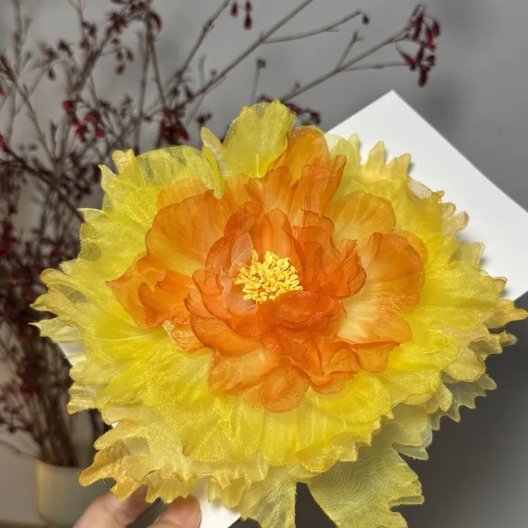汉服唐风造型20厘米牡丹烫花汉服古风配饰后压大牡丹