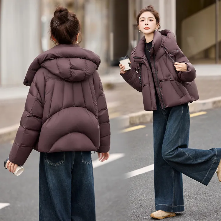 爆款羽绒服2025新款时尚洋气百搭女装休闲连帽面包服冬季短外套潮